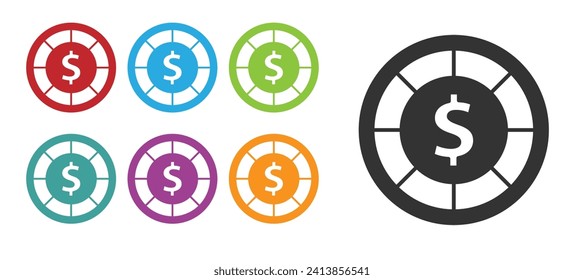 Black Casino chips icon isolated on white background. Casino gambling. Set icons colorful. Vector