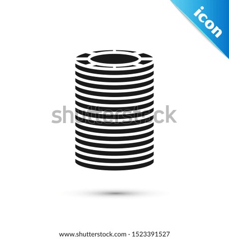 Black Casino chips icon isolated on white background. Casino gambling.  Vector Illustration