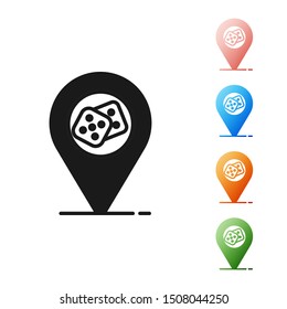 Black Casino location icon isolated on white background. Game dice icon. Set icons colorful. Vector Illustration
