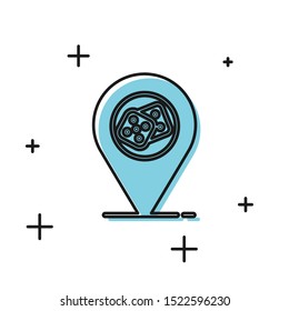 Black Casino location icon isolated on white background. Game dice icon.  Vector Illustration