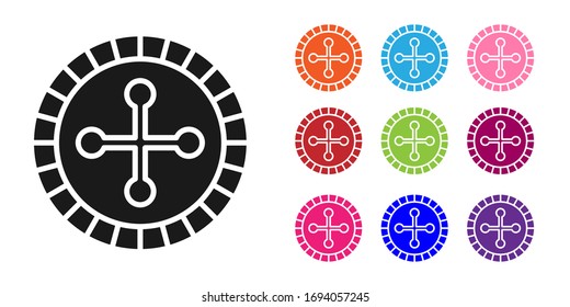 Black Casino roulette wheel icon isolated on white background. Set icons colorful. Vector Illustration