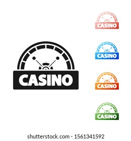 Black Casino signboard icon isolated on white background. Set icons colorful. Vector Illustration