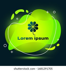 Black Casino slot machine with clover symbol icon isolated on black background. Gambling games. Abstract banner with liquid shapes. Vector Illustration