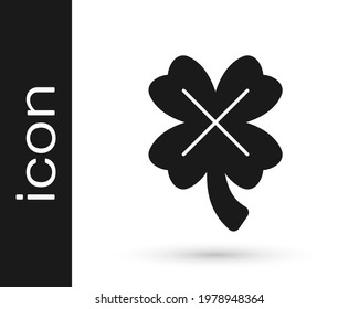 Black Casino slot machine with clover symbol icon isolated on white background. Gambling games.  Vector