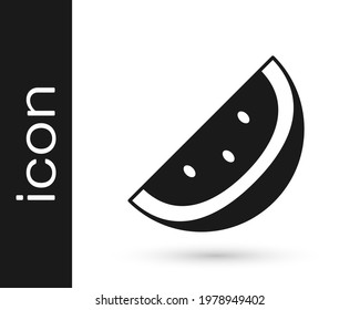 Black Casino slot machine with watermelon symbol icon isolated on white background. Gambling games.  Vector