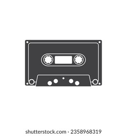 Black Cassette icon in flat style, Audio Cassette icon. Retro badge. isolated on white background, Trendy Flat style for graphic design, logo, Web site, social media, UI, 