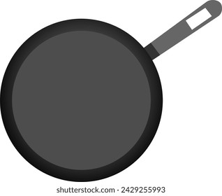 Black Cast Iron frying pan isolated on white background vector illustration.