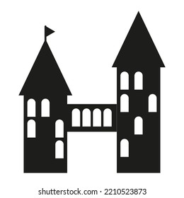 black castle icon. Building, city. Vector illustration. Stock image. 