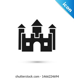 Black Castle icon isolated on white background.  Vector Illustration