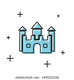 Black Castle icon isolated on white background.  Vector Illustration