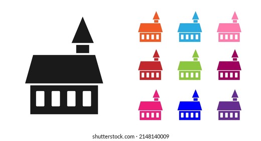 Black Castle icon isolated on white background. Set icons colorful. Vector