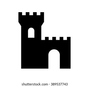 Black castle icon on white background
