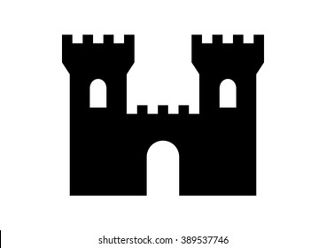 Black castle icon on white background