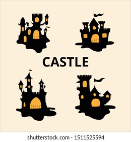 Black Castle Illustration Vector Set