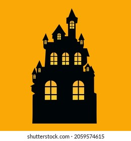 Black Castle with Light on