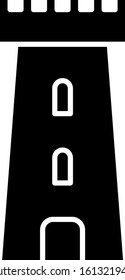 Black Castle tower icon isolated on white background. Fortress sign.  Vector Illustration