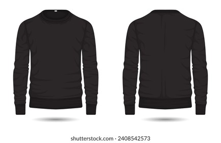 Black casual sweatshirt mockup vista frontal y posterior