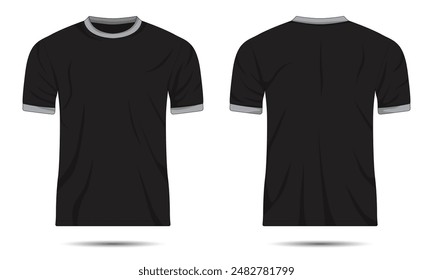 Black casual t-shirt mockup front and back view