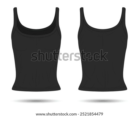 Black casual women's tank top mockup front and back view