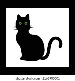 Black cat animal vector logo 