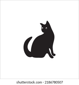 Black cat animal vector logo design 