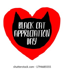 Día de Apreciación del Gato Negro. 17 de agosto. Una celebración de gratitud al gato negro. Afiche, pancarta, logotipo, tarjeta de saludo, tarjeta para los amantes de los gatos negros