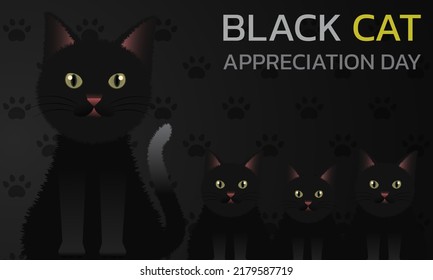 Black Cat Appreciation Day. 17 August. A celebration of gratitude to the black cat. Poster