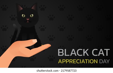 Black Cat Appreciation Day. 17 August. A celebration of gratitude to the black cat. Poster