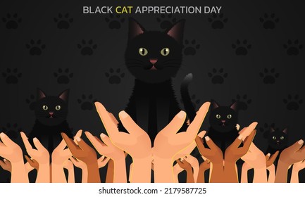 Black Cat Appreciation Day. 17 August. A celebration of gratitude to the black cat. Poster