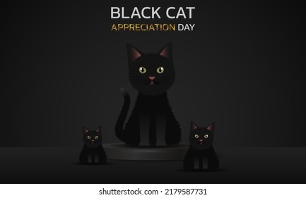 Día de Apreciación del Gato Negro. 17 de agosto. Una celebración de gratitud al gato negro. Cartel