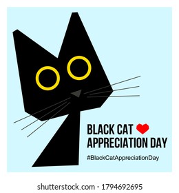 Black Cat Appreciation Day. August 17th. Congratulations in honor of the day of gratitude to the black cat. Poster, banner, logo, postcard, postcard for black cat lovers
