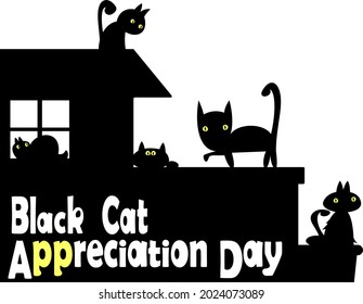 Día de Apreciación del Gato Negro, ilustración del vector.