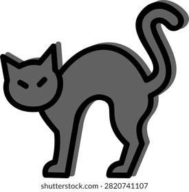 Black cat arching back spooky animal