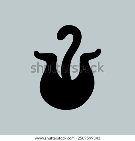 Black Cat Back with Curved Tail