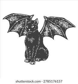 Black cat and bat