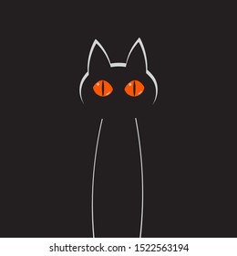 Black cat big eyes halloween cartoon vector