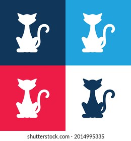 Black Cat blue and red four color minimal icon set