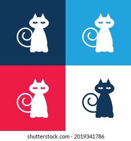 Black Cat blue and red four color minimal icon set