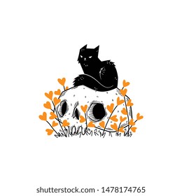 Black Cat in bone. Mystery of Halloween