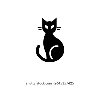 Black cat branding logo in flat icon style