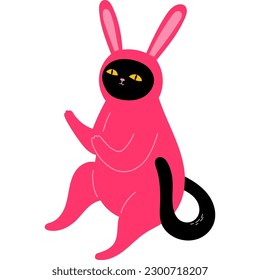 Black Cat In The Bunny Costume