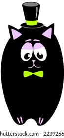 black cat with the butterfly and hat