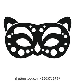 Black cat carnival mask with white dots celebrating mardi gras