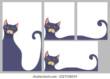 black cat cartoon with blank area customized copy space for social media template set. cat vector illustration