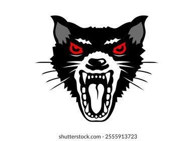 black cat cartoon for clip art or shirt with classic style