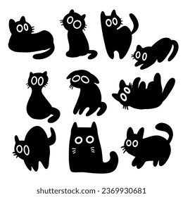 The Black cat cartoon drawing image for pet or decor concept