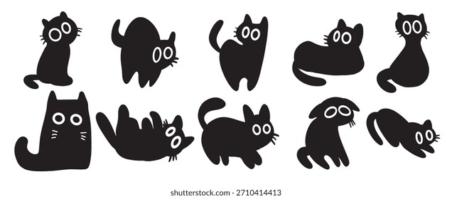 La Imagen de dibujos animados de gato negro para mascotas o concepto de decoración
