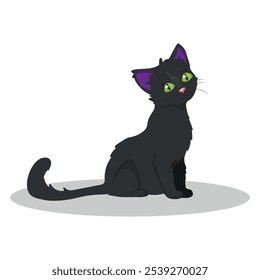 desenho animado gato preto, ícone ilustração vetorial, silhueta de um felino isolado em um fundo branco.