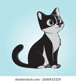 Black cat cartoon illustration vector silhouette for design