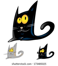 black cat cartoon on white background